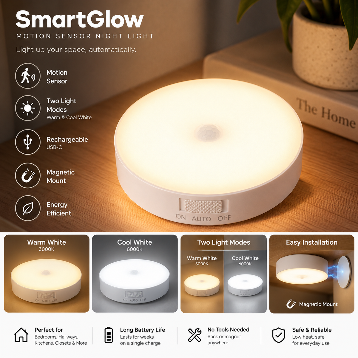 SmartGlow™ Motion Sensor Night Light